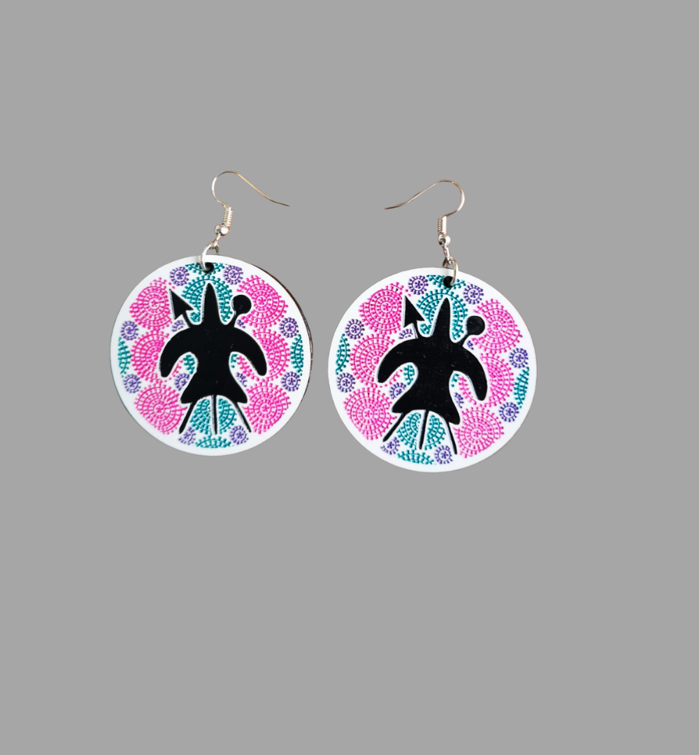Basotho pink and white Earrings - Image 3